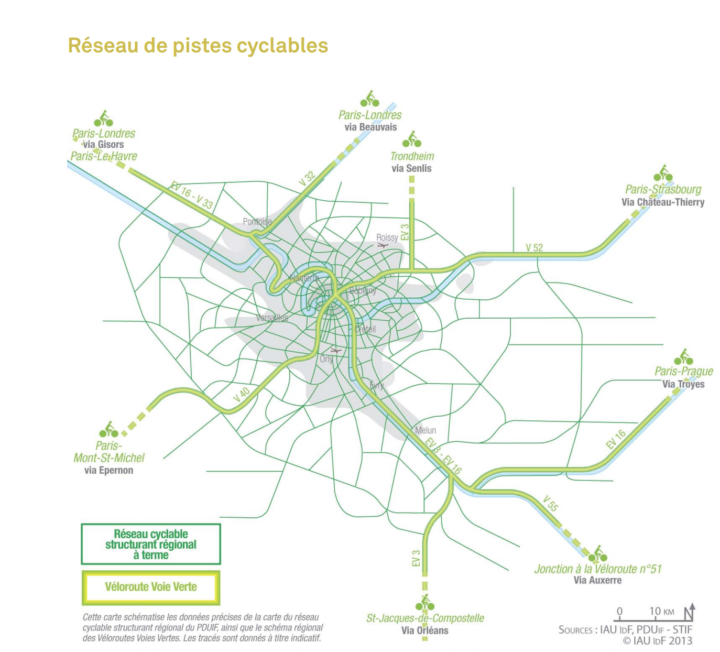 Carte réseau cyclable Ile-de-France