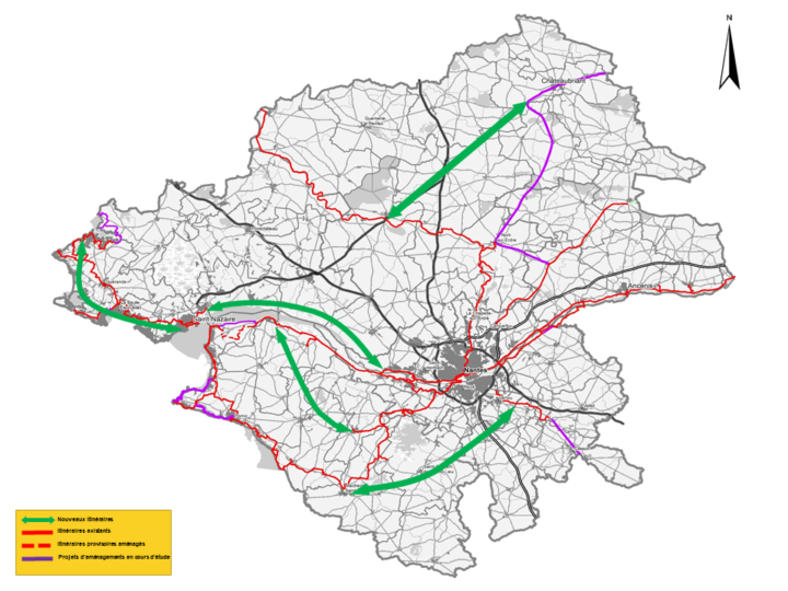 Carte itinéraires cyclables CD44