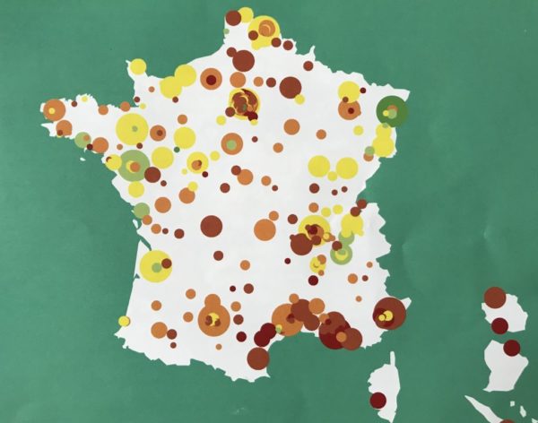 Carte des villes cyclables selon le premier Baromètre de la FUB