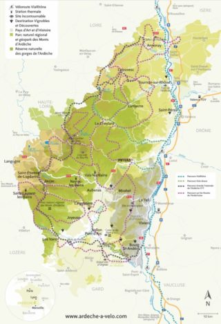 Carte Ardèche à vélo