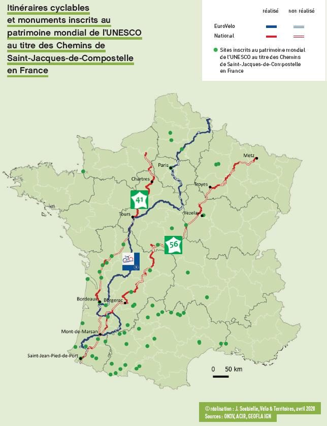 Carte Saint-Jacques à vélo