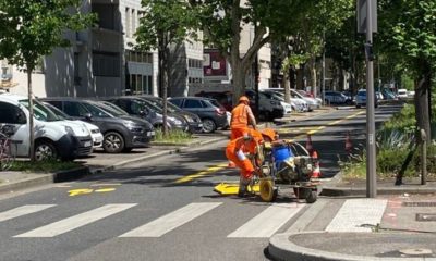 Installation aménagements cyclables transitoires