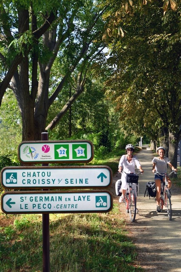 Vélo, bords de Seine, signalétique, Chatou, dep78, France, Yvelines Tourisme